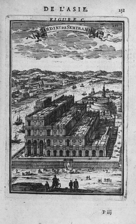 Célèbre représentation des jardins suspendus de Babylone, 1679. Athanasius Kircher (1601-1680) . www.cndp.fr